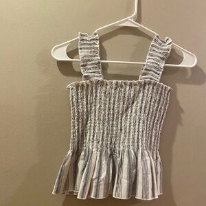 Shein size 6 smocked peplum blue striped tank top. {003}